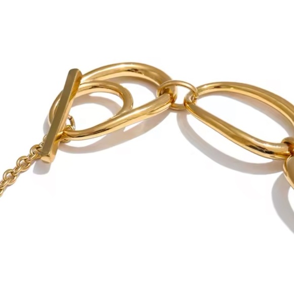 Modern Chunky Gold Plated Chain Necklace – 16.9” Stainless Steel - Picture 10 of 16